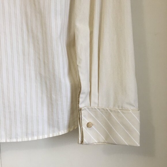 Tabi Wrinkle Resistant Brocade Cuff Striped 100% Cotton Button Up Dress Shirt - Picture 7 of 11